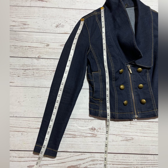 Cache Military Denim Cropped Jacket Size XS - Picture 11 of 13